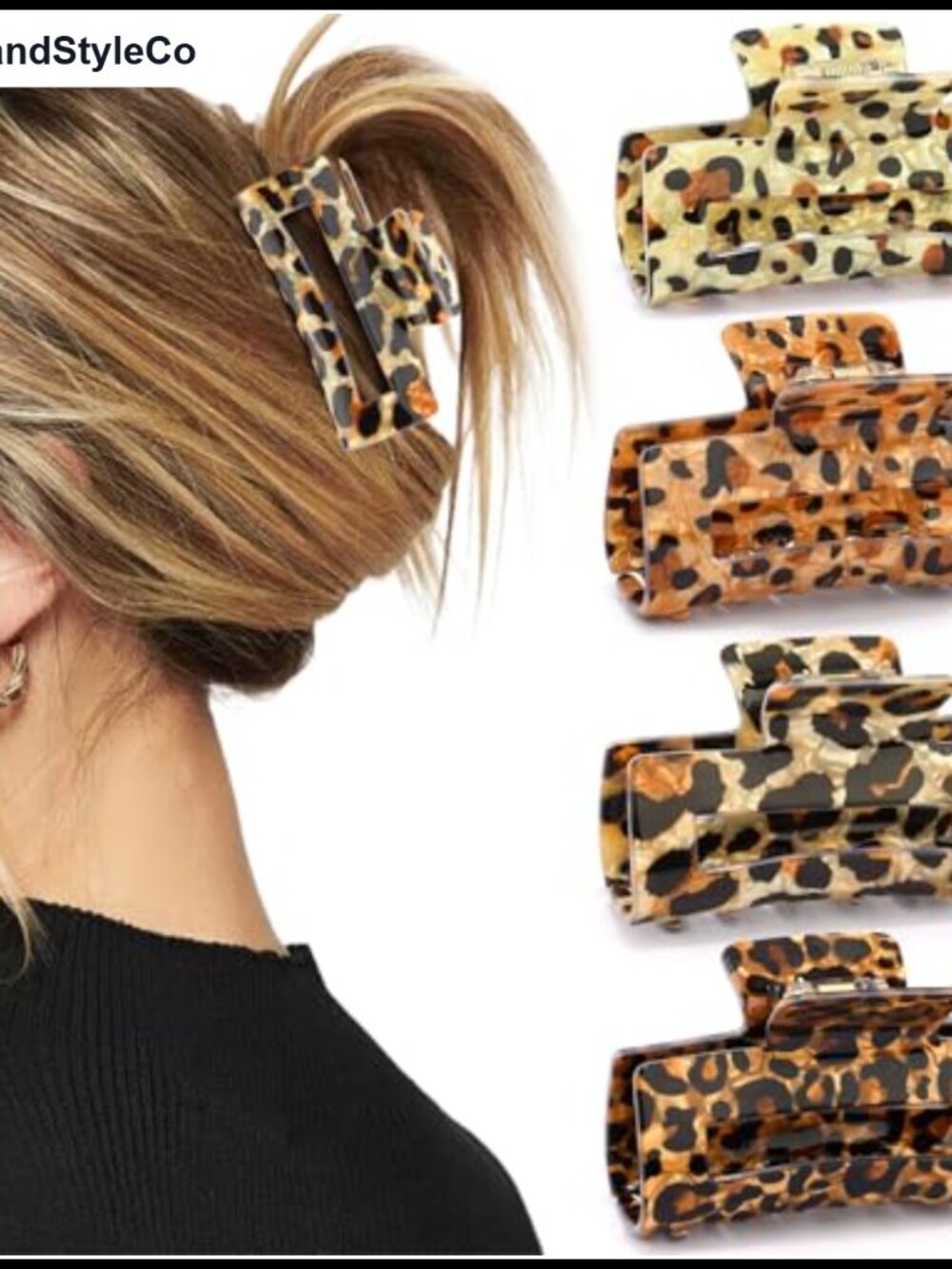 Resin Leopard Print Hair Claw Clips Set of 4 Non-Slip Hair Accessories for Women